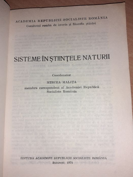 Sisteme in Stiintele Naturii, Mircea Malita