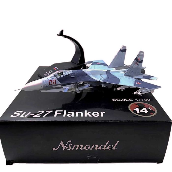Macheta avion metalica Su-27 UB Super Flanker C scara 1:100 21 cm