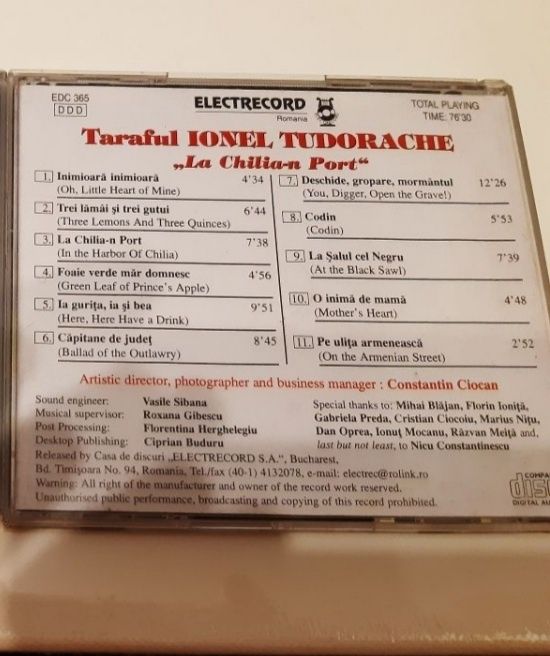 CD ionel tudorache,Romica Puceanu, cantece lăutărești