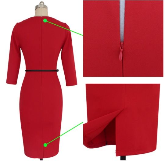 Червена права рокля - голям размер 4хл
