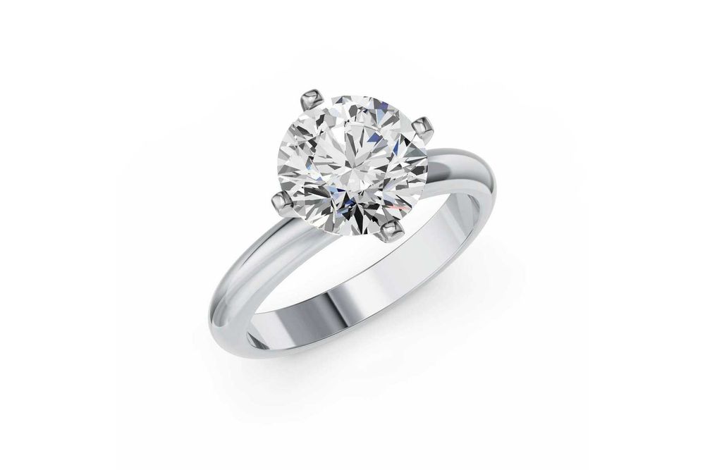 Inel cu diamant 2.99ct F-G / VS – Aur alb 14K – Certificat IGI