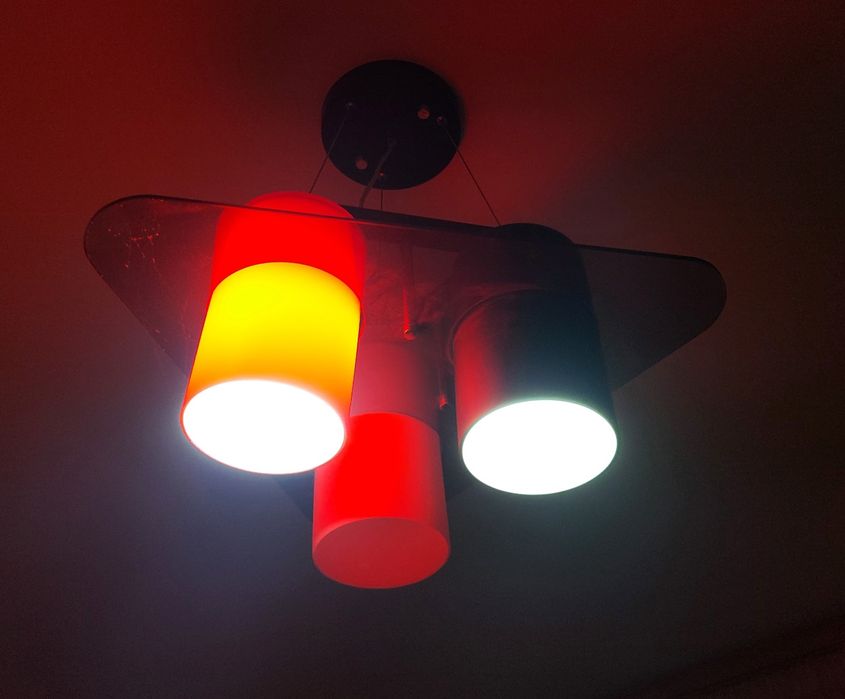 Lustra din sticla cu trei brațe,  candelabru dormitor, living modern