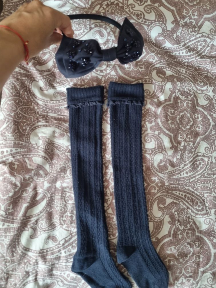 Дънки Mayoral момиче 122см, диадема, чорапи, блузка 128см 8г