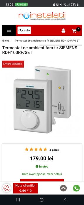Termostat fara fir SIEMENS RDH100RF