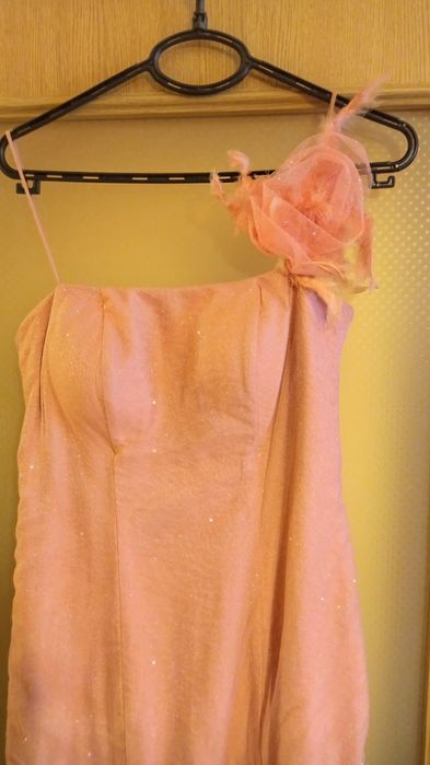 Официална дълга рокля, цвят корал