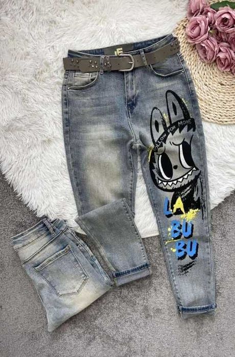 Дънки Лабубу с колан