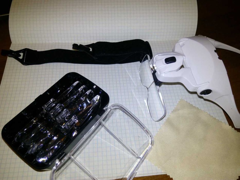 Лупа на голову с фонариком 5 линз