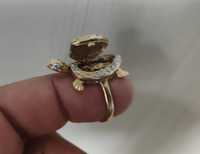 Уникален Златен пръстен - Костенурка 985 проба
