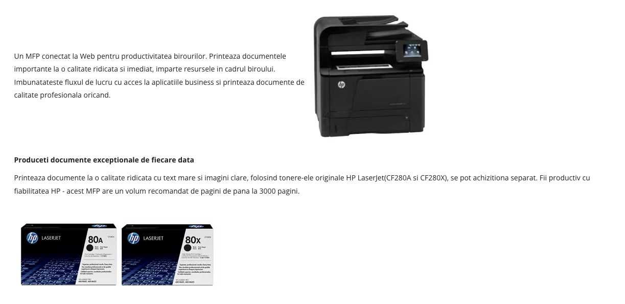 Imprimanta Profesionala Cu Scaner LaserJet HP M425dn MFP, A4