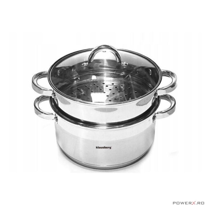 Oala pentru fiert cu abur, din inox, cu capac, 3.1 litri, 20 cm,