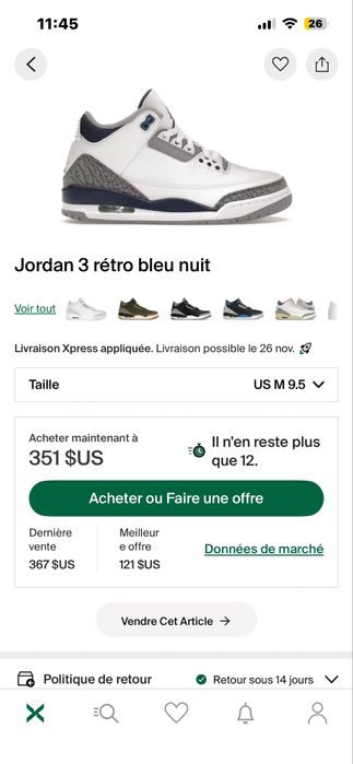 Jordan 3 retro MidNight navy