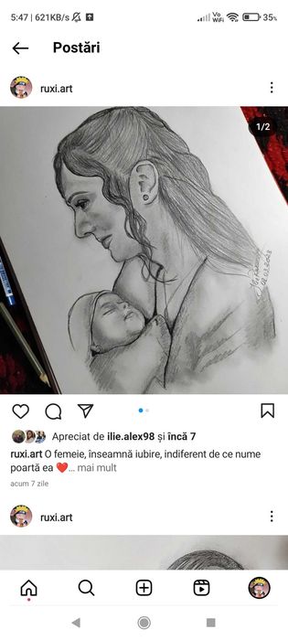 Realizez portrete in creion