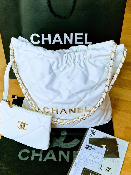 Geanta damă alb imaculat,portofel simplu atasat, saculet