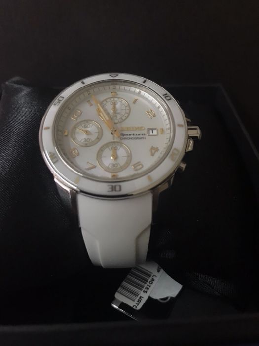 Дамски часовник Seiko Sportura Chronograph Ceramic White Dial