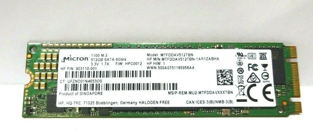 SSD 512GB Micron 1100 slot M.2 2280 SATA III (NU este NVMe) folosit