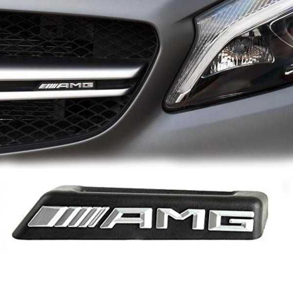 Emblema AMG grila, Chrom, Negru, Rosu