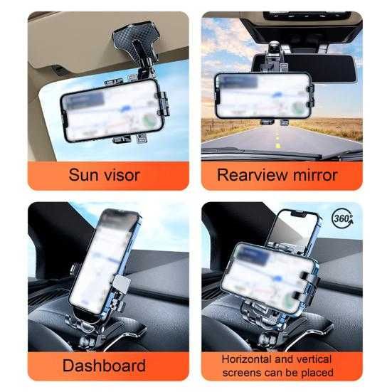 Suport auto universal pentru smartphone, Aplicabil pe bord, Negru