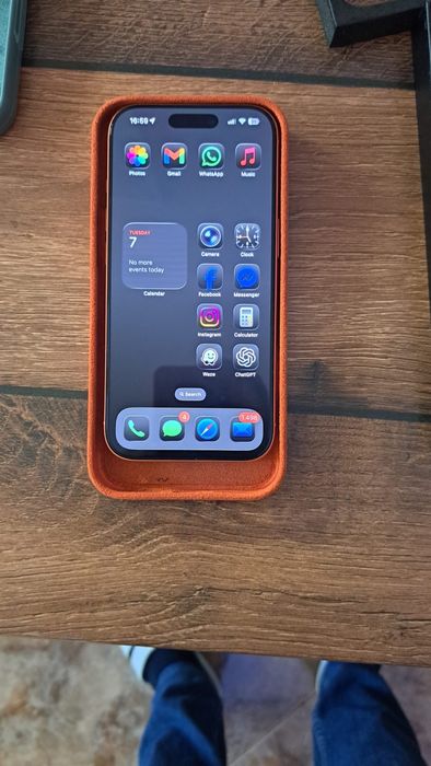 Husa piele alcantara iphone 17 Pro Max Portocalie