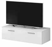 COMODA TV Stand Boston Body White Mat / Față Alb Alb Lucios (100 cm)
