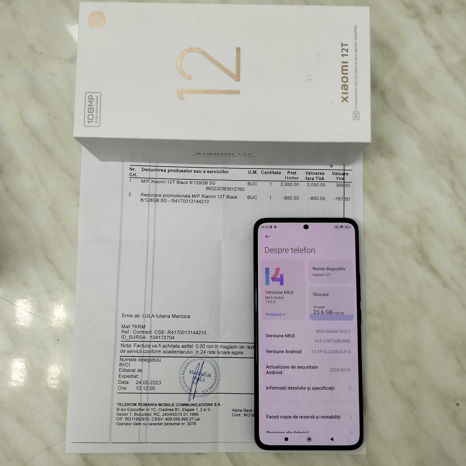 Telefon Xiaomi 12T 128GB Negru LA CUTIE si Factura Zeus Amanet 20733