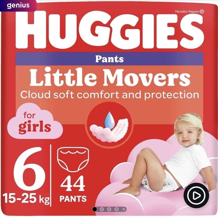 Scutece chilotel Huggies Little Movers 6, Girl 44 buc, 15-25 kg