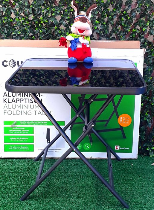 Masa pliabila din Aluminiu cu blat din sticla 70x70x70 NOUĂ - 150 Lei