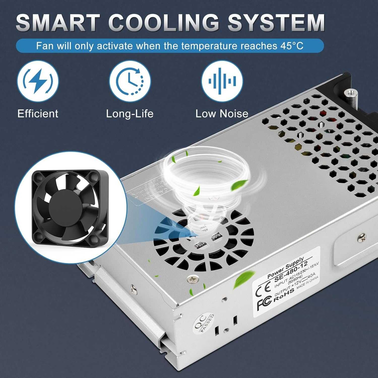 inShareplus SMPS 12V 40A 480W DC превключващо захранване, 240VAC-12VDC