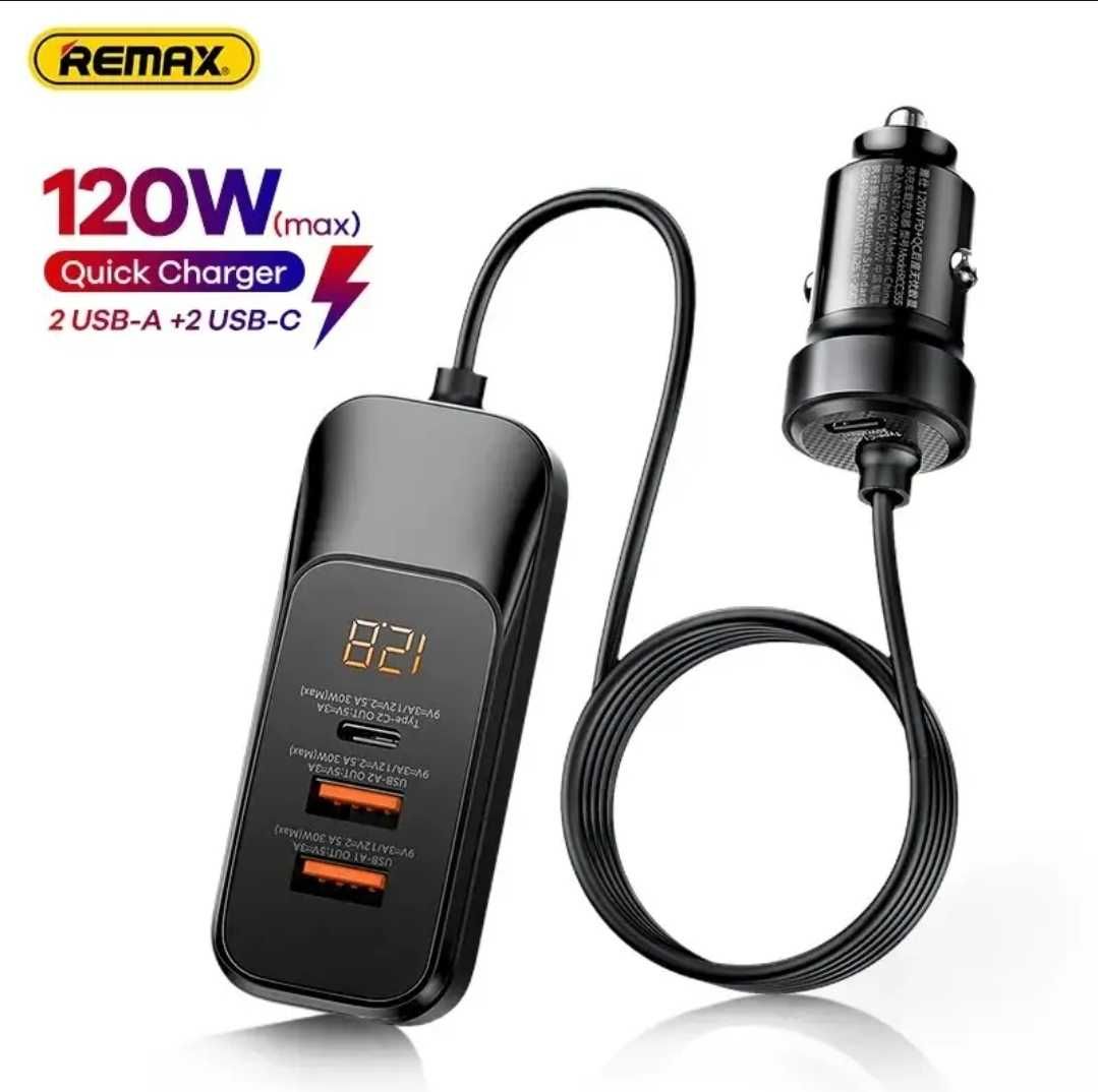 Remax RCC355 Car Fast Charger PD120W Quick Charger QC3.0 for iPhone 16