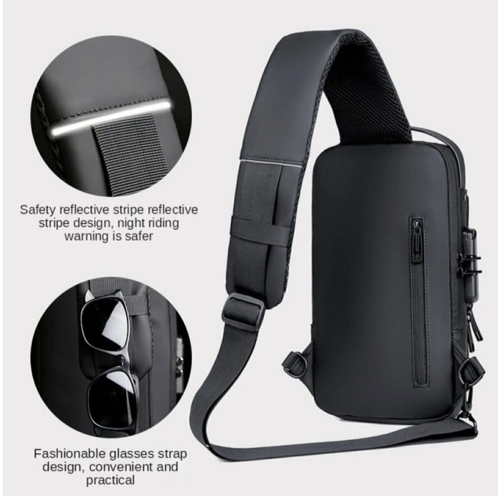 мъжка чанта непромокаема паласка многофункционална мотор USB слот