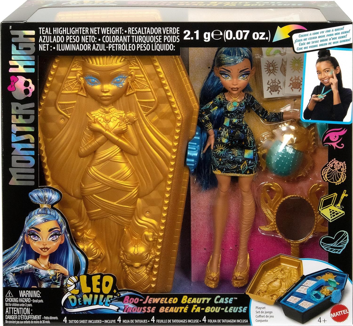 Monster High Doll & Accessories, Cleo De Nile Golden Glam Case Beauty