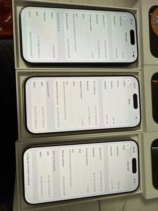 Iphone 16 Pro 256 Si 128Gb Ca Noi la Cutie 100% bateri
