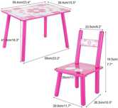 Set masuta cu doua scaune pentru copii, din MDF, roz cu alb, 59x39x40