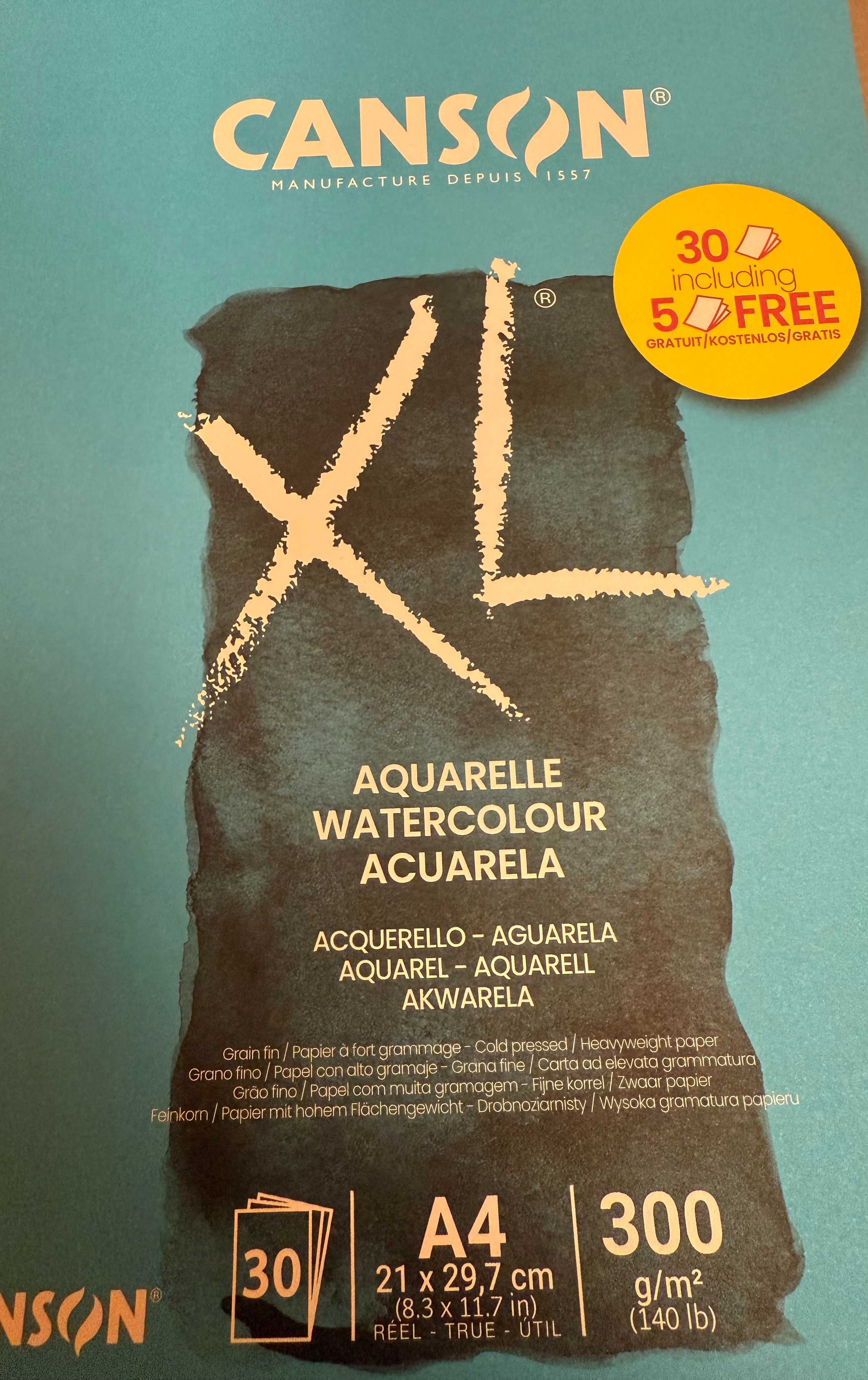 CansonXL Aquarelle Cold Pressed(Студено пресована)Скицник A4 300 g Бял