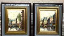 Superbe picturi impresioniste-Promenada in-Paris-semnate-Franta