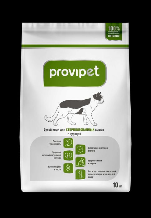 Сухой корм ProviPet для стерилизованных кошек  с курицей 10 кг