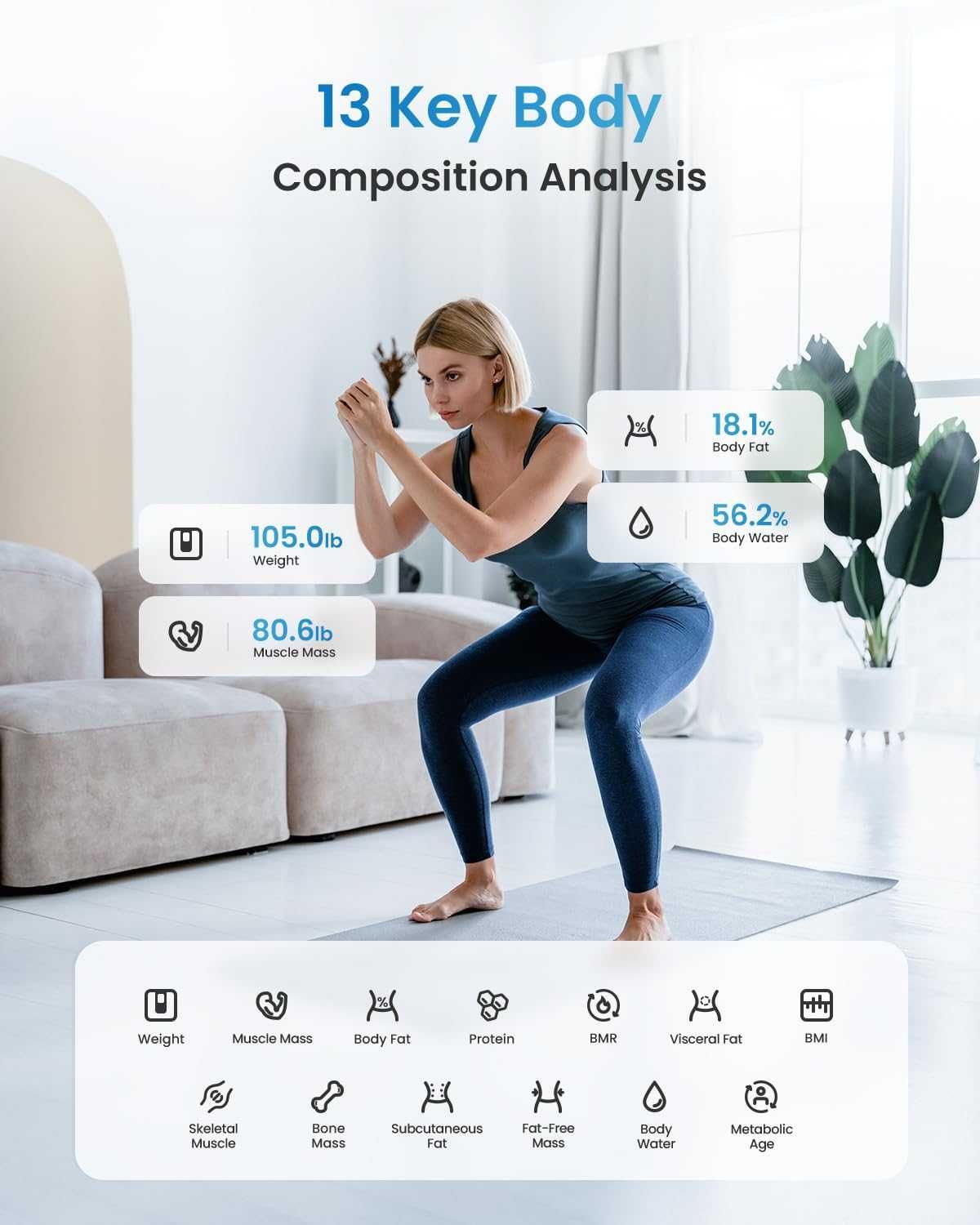 Bluetooth везна за  тегло, здравен анализатор с приложение за смартфон