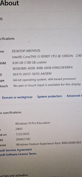 Mini PC i3 10100t 8gb ddr4 128gb ssd USb type C