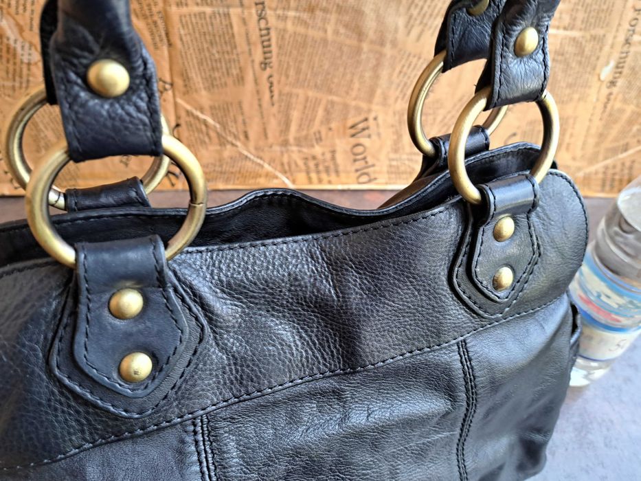 дамска чанта,черна кожена торба 5th Avenue-естествена кожа,