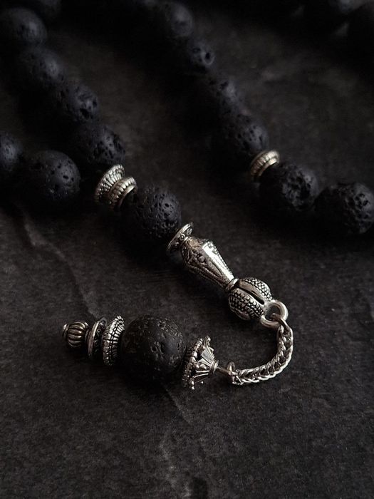 Премиальные чётки(тасбих) ручной работы из лавы— 33 бусины