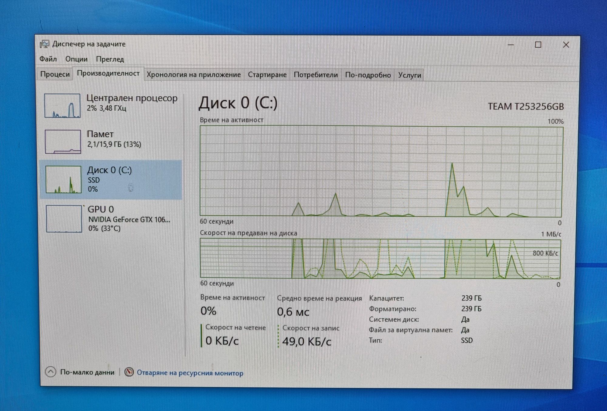 Геймърски Компютър/I5 6500/16GB RAM/SSD 256GB/GTX 1060 6GB
