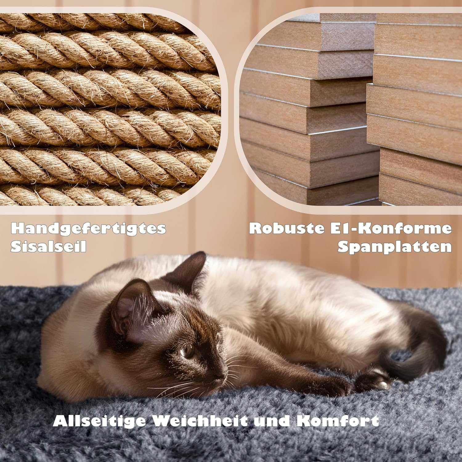 Ansamblu joaca pisici 137 cm cu casute si sisal |YT 593122 Dark Gray