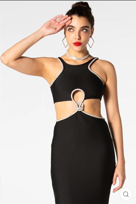 Rochie neagra cu lant decupat Zoya