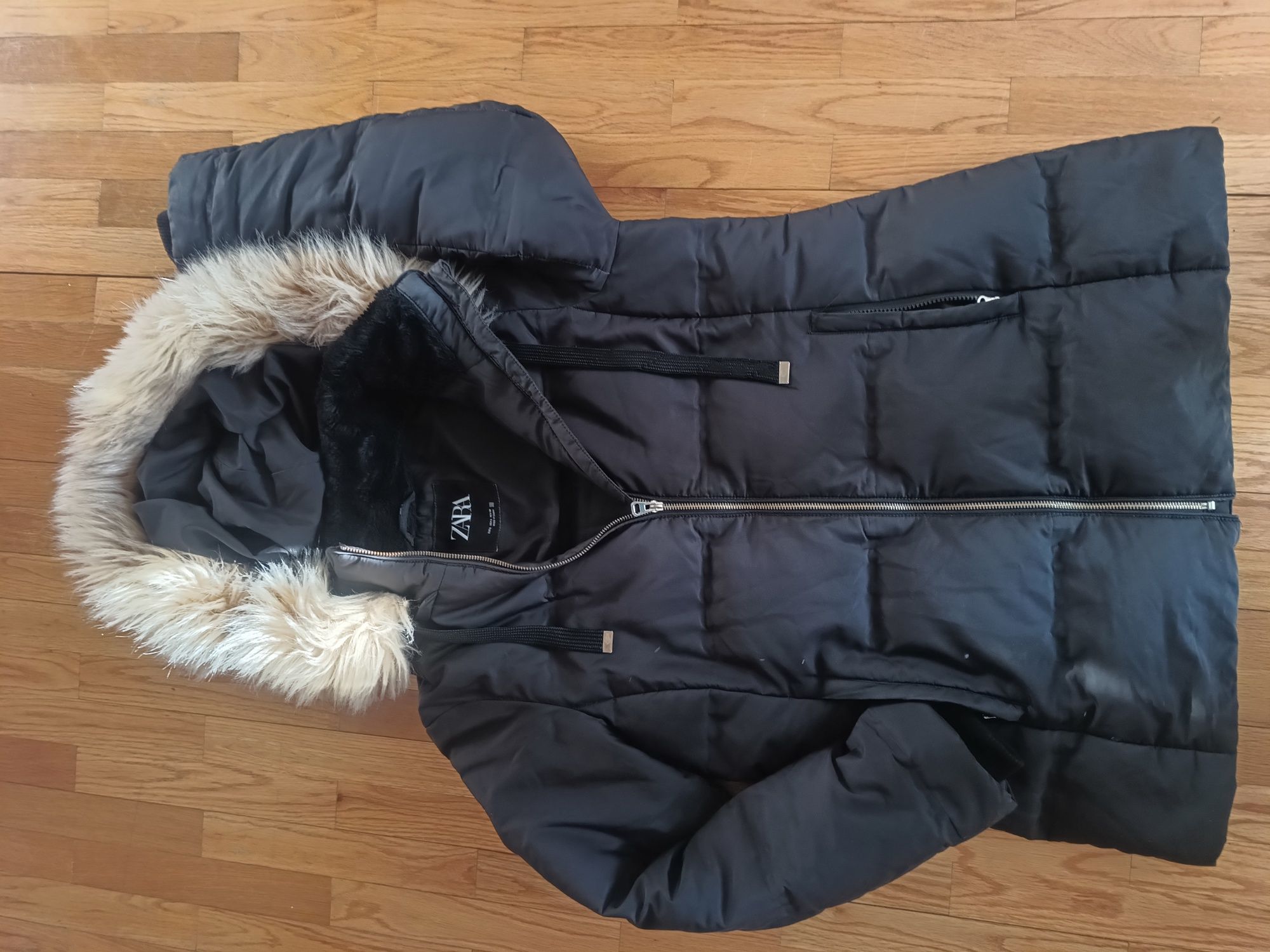 Яке, пух, черно, L, ZARA