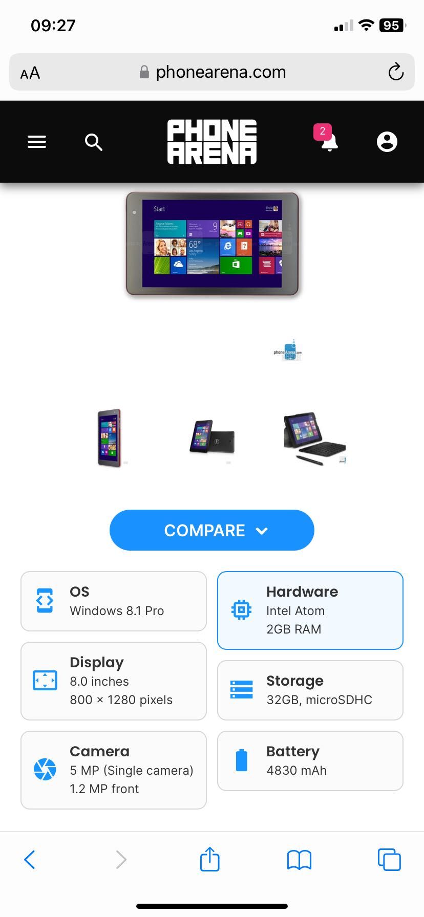 Tableta cu Windows 8.1 Dell Venue 8 Pro