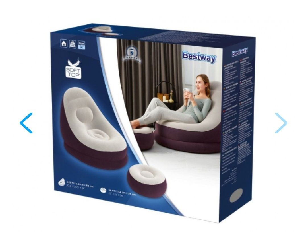 Надувное кресло Comfort Cruiser Inflate-A-Chair, бордовый, 121х100х86