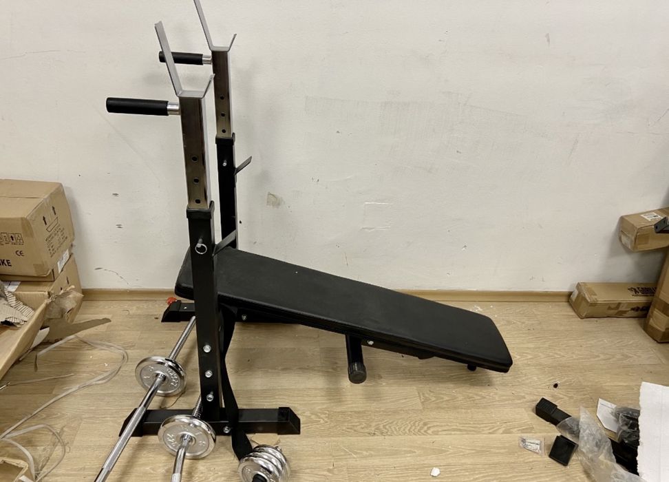 Pachet sala Banca piept+Gantere reglabile+Bara Piept + z+Discuri 50 kg