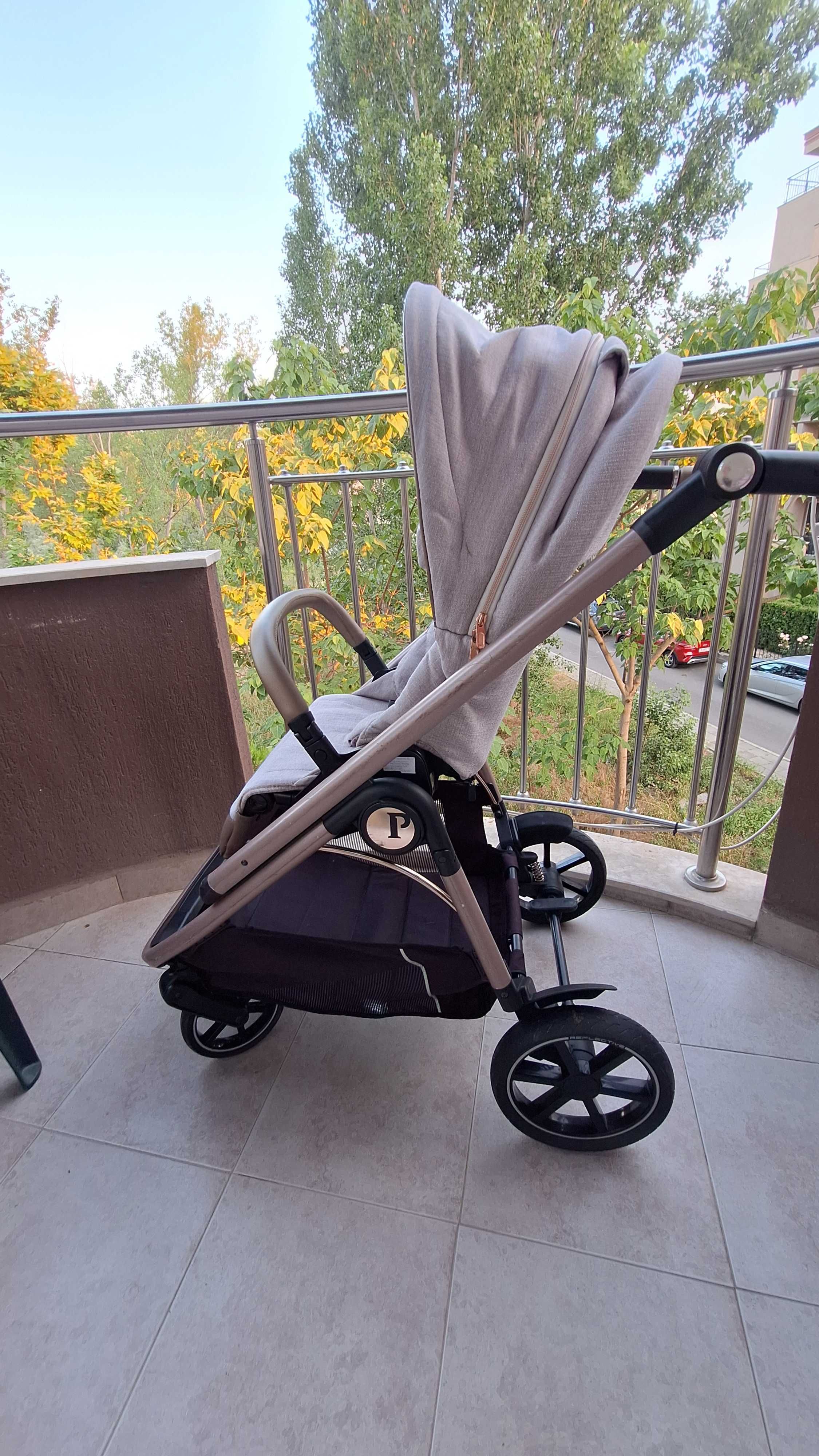 Бебешка количка Peg Perego 2в1 Veloce, 0-22 кг, Mon Amour, Бежов/Розов