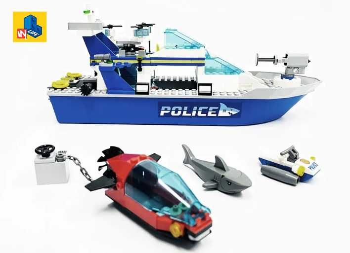 TIP lego Nava Barca plutitoare politie patrula a politiei 60277 276pcs