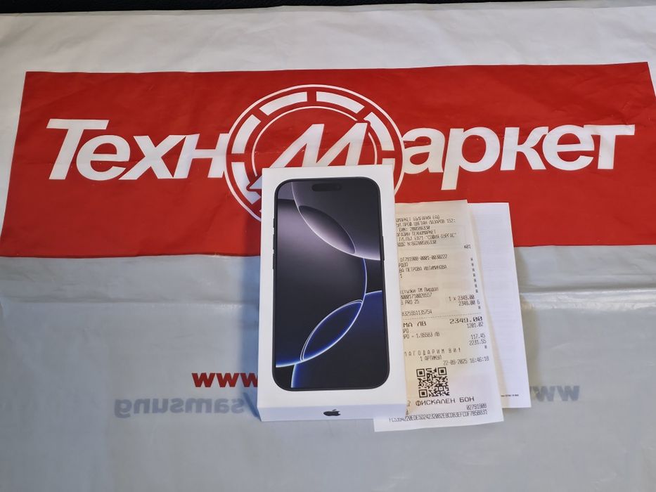 ***ЗАПЕЧАТАН 256GB iPhone 16 Pro Техномаркет Гаранция 2027г Black