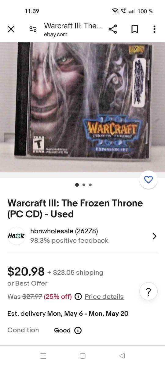 Warcraft 3 The Frozen Throne PC/MAC nou